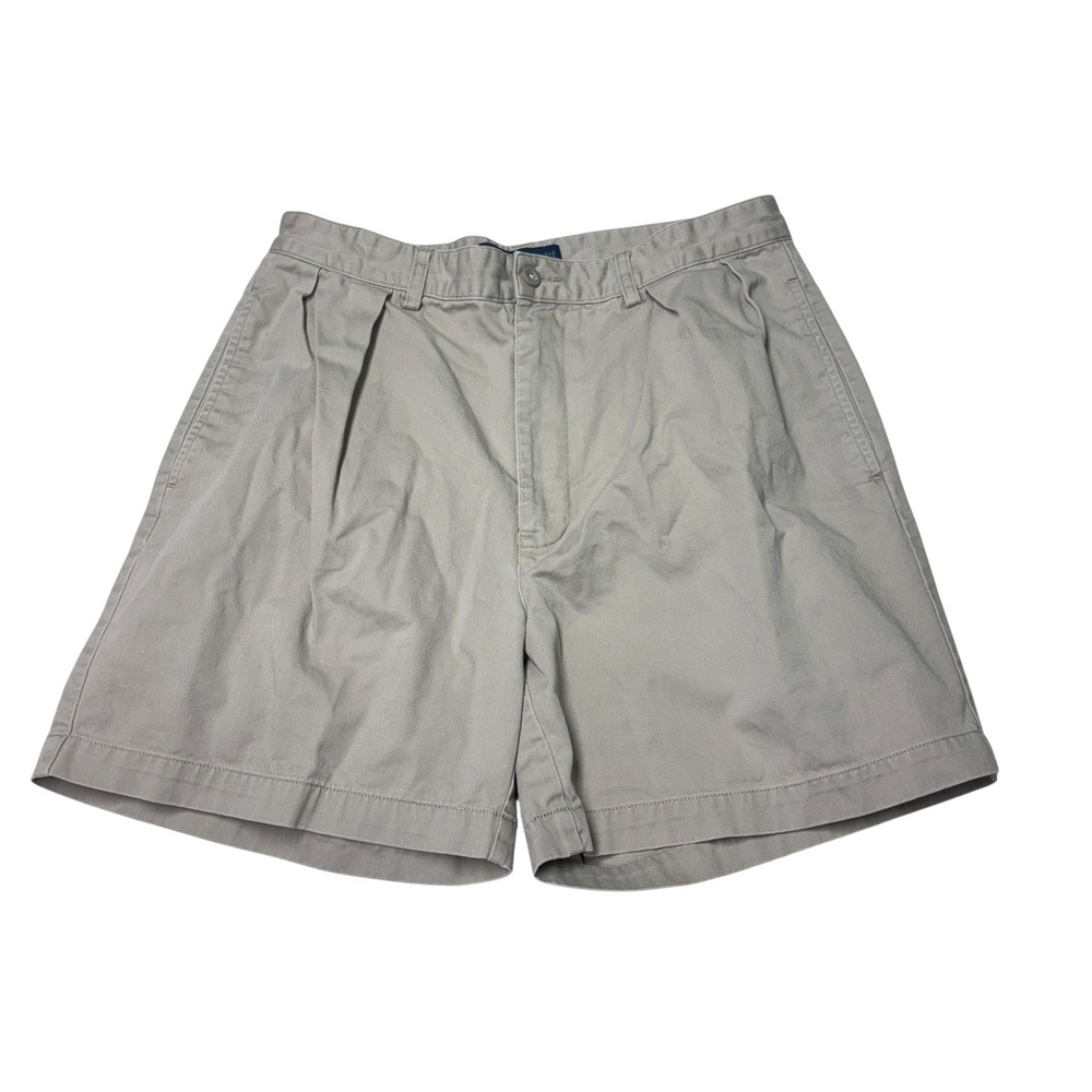 Polo Ralph Lauren Andrew Short Mens 33X6 Tan Pleated Chino Cotton Khaki Vintage